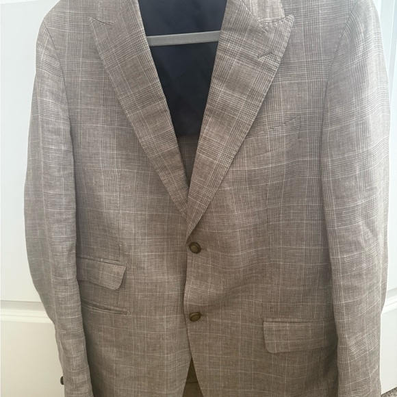 Eleventy Light Brown Plaid Blazer